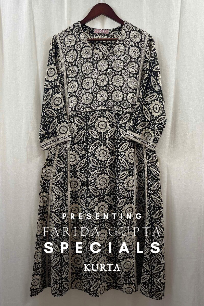 Bagru Hand Block-Printed A-Line Modal Kurta