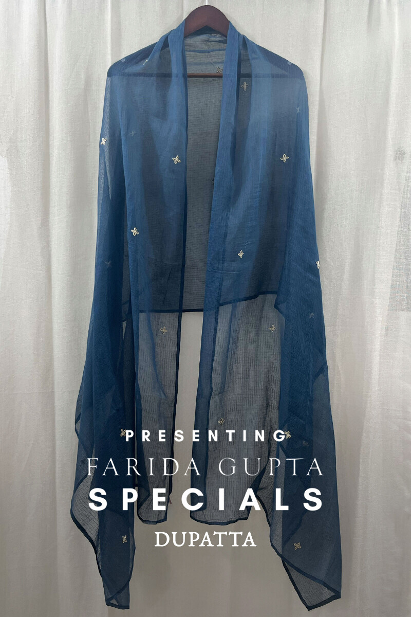 Blue Handcrafted Kota Dupatta