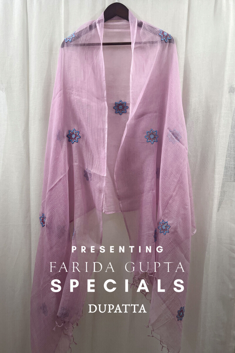 Pink Handcrafted Kota Dupatta