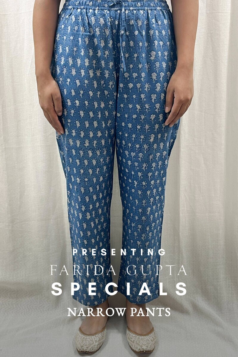 Bagru Hand Block-Printed Cotton Narrow Pants