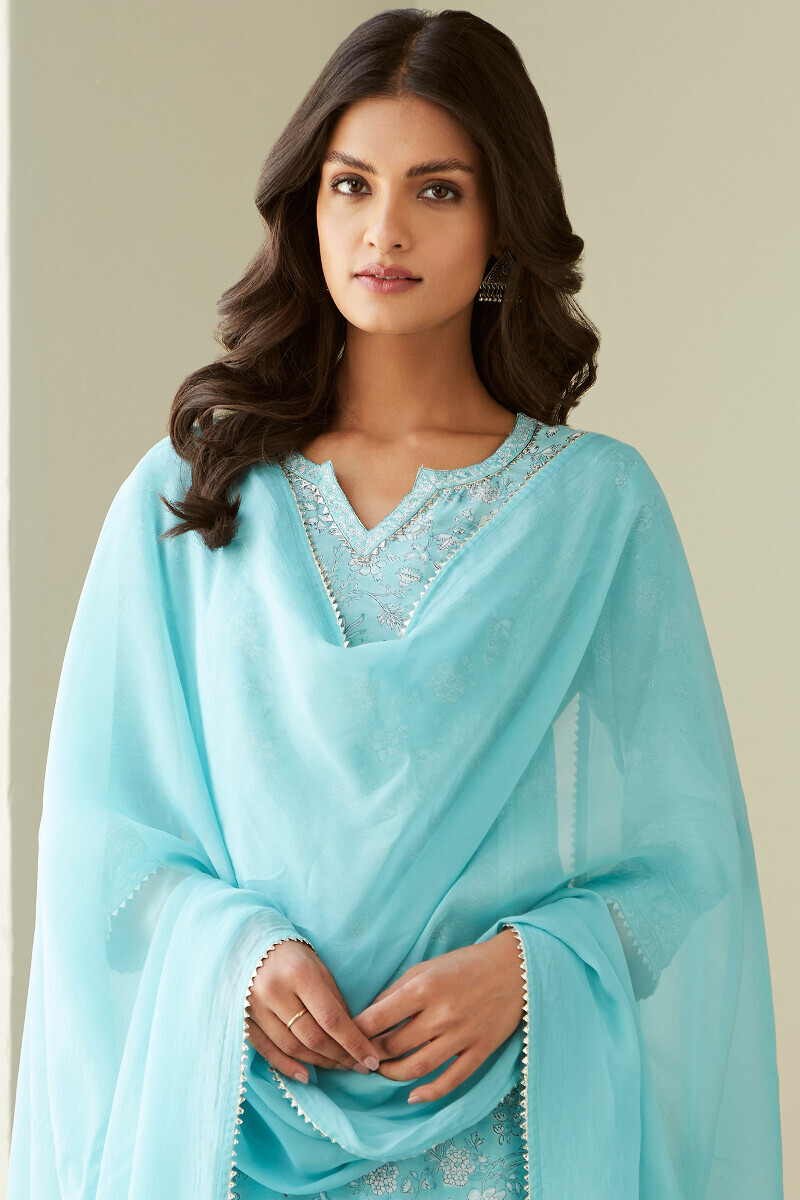 Blue Handcrafted Viscose Dupatta