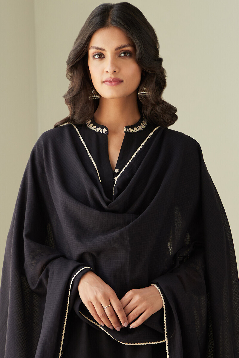Black Handcrafted Kota Dupatta