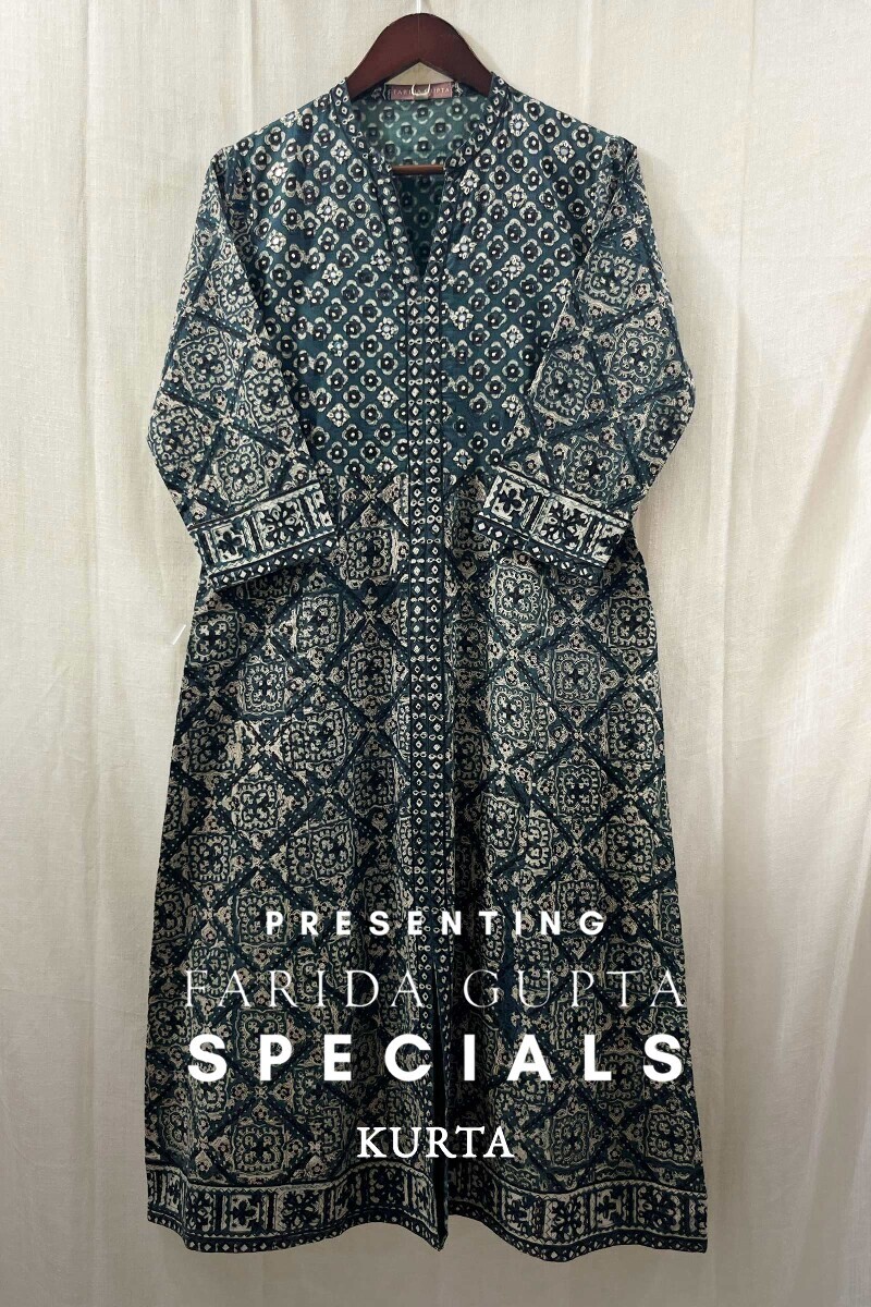 Bagru Hand Block-Printed A-Line Cotton Kurta