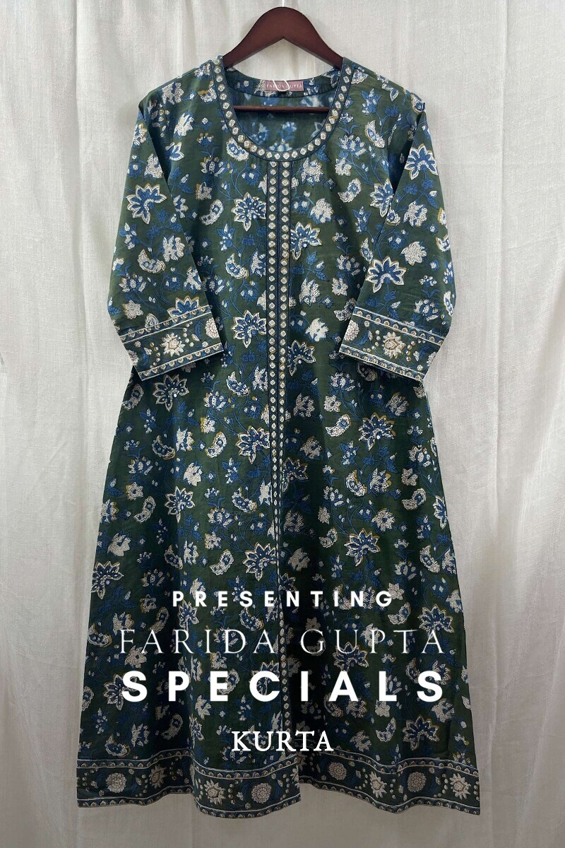 Bagru Hand Block-Printed Straight Cotton Kurta