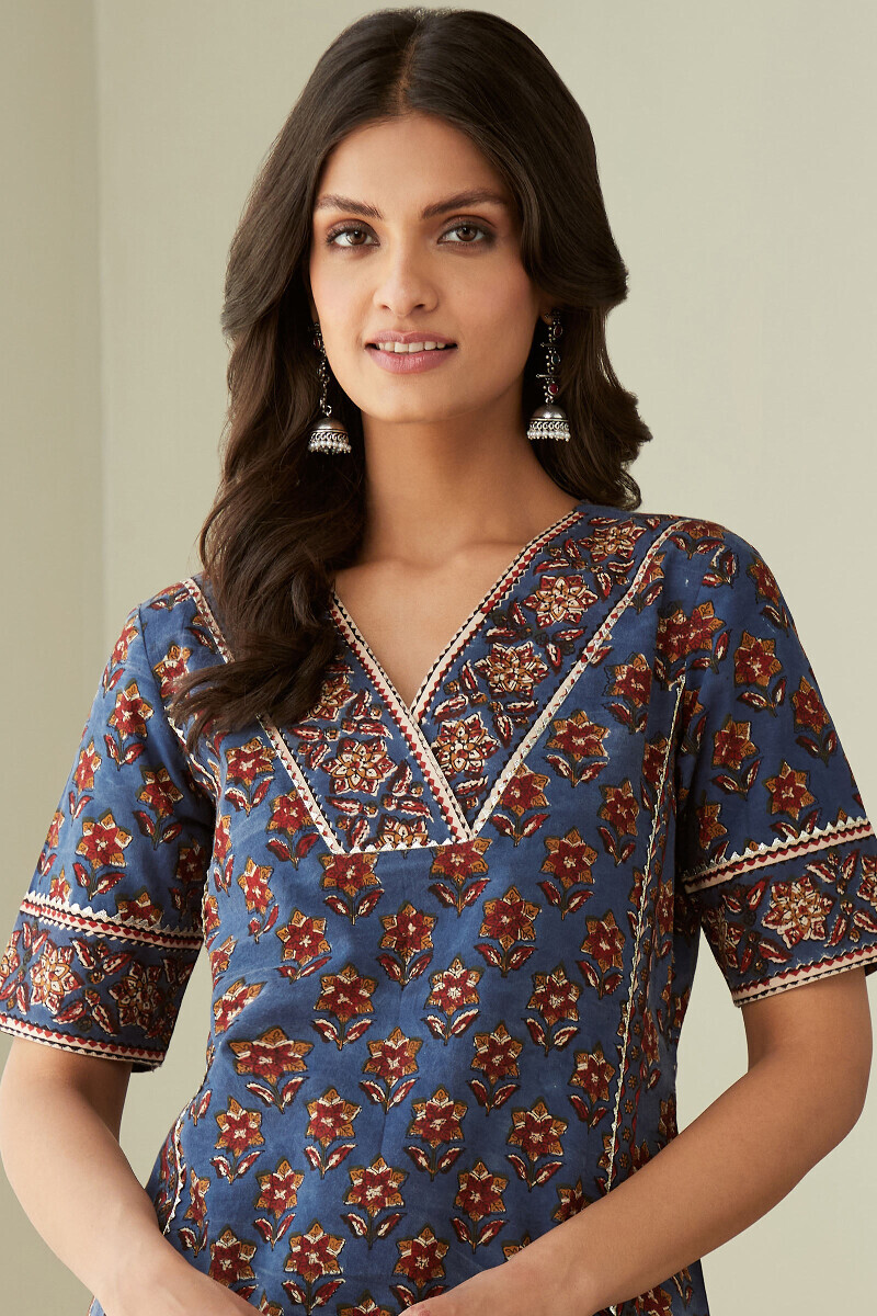 Bagru Hand Block-Printed Straight Cotton Kurta