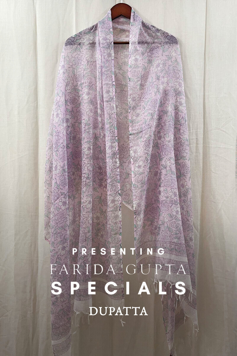 Purple Hand Block-Printed Kota Dupatta