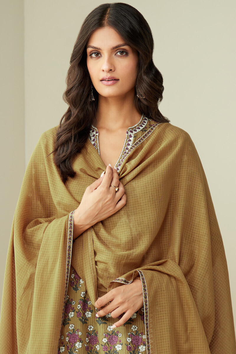 Mustard Handcrafted Kota Dupatta