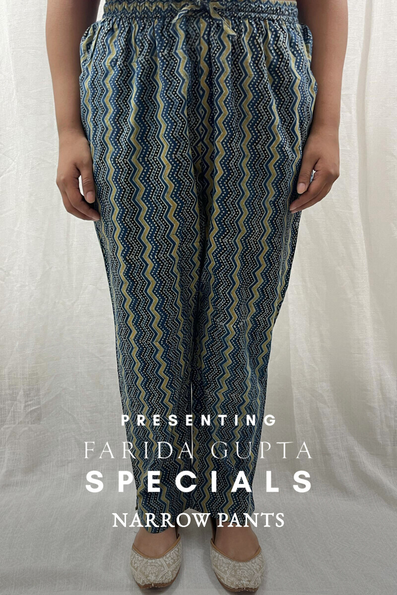 Ajrak Hand Block-Printed Cotton Narrow Pants
