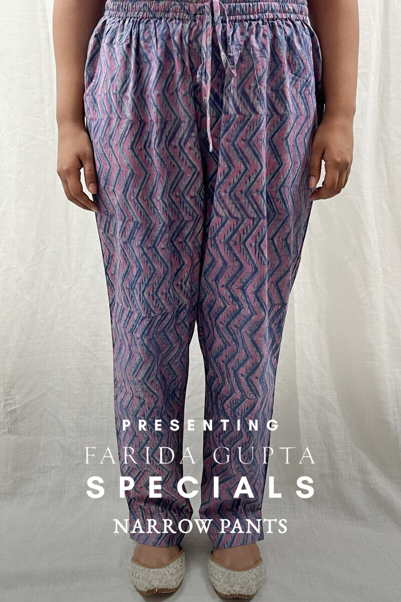 Akola Hand Block-Printed Cotton Narrow Pants