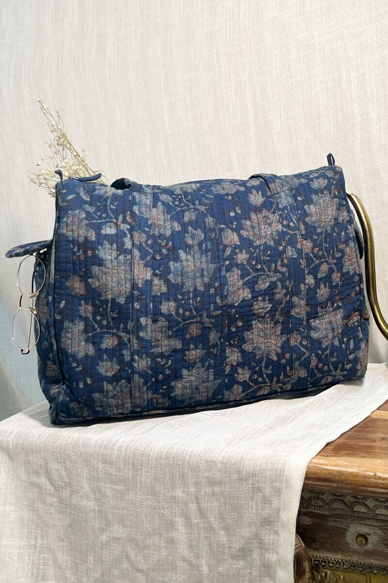 Akola Hand Block-Printed Cotton Duffel Bag