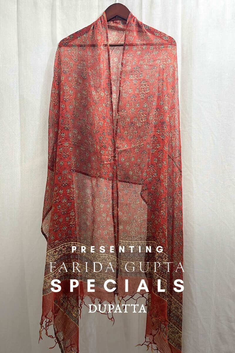 Bagru Hand Block-Printed Kota Dupatta