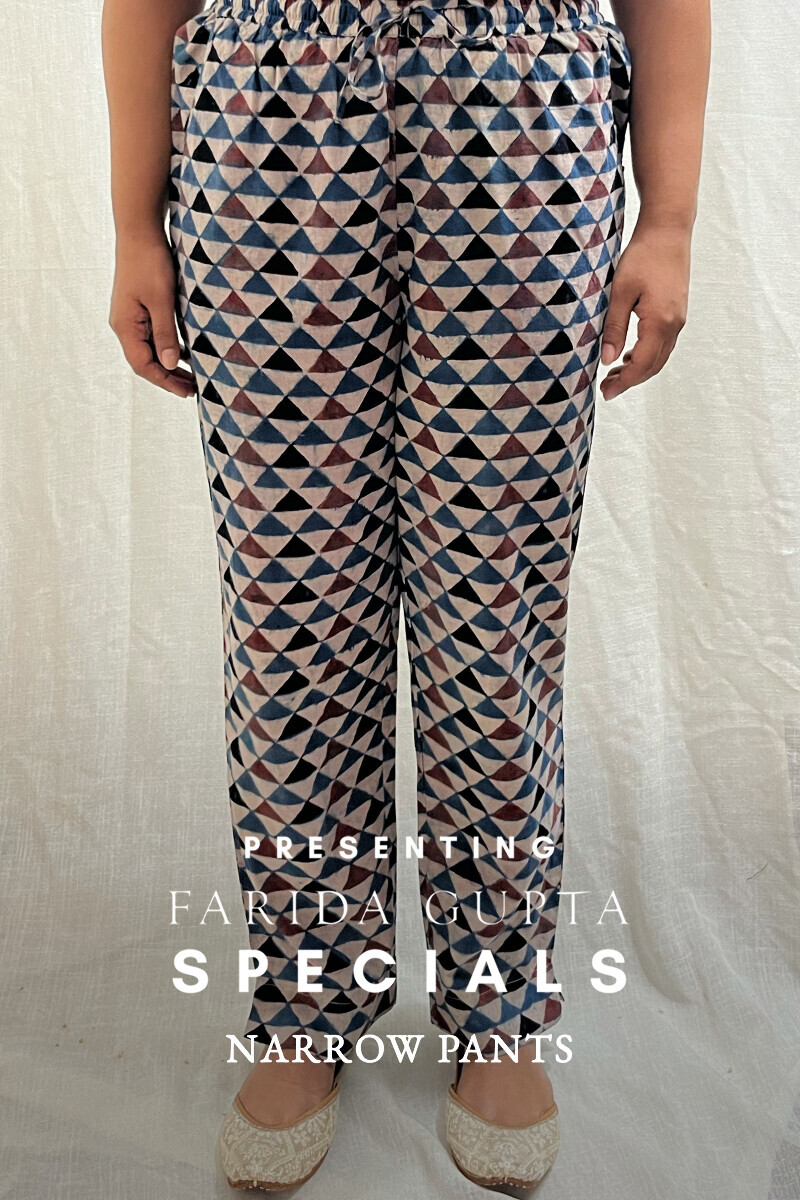 Ajrak Hand Block-Printed Cotton Narrow Pants