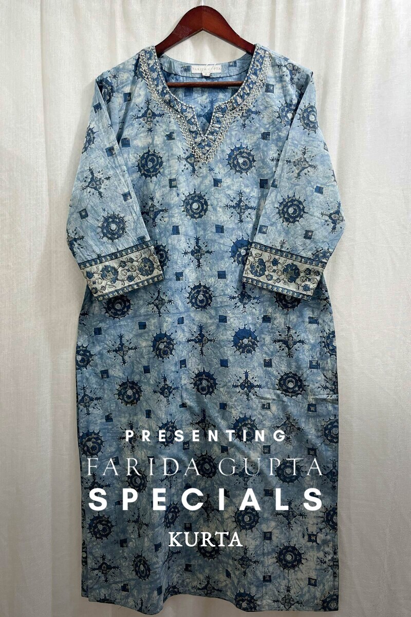 Akola Hand Block-Printed Straight Cotton Kurta