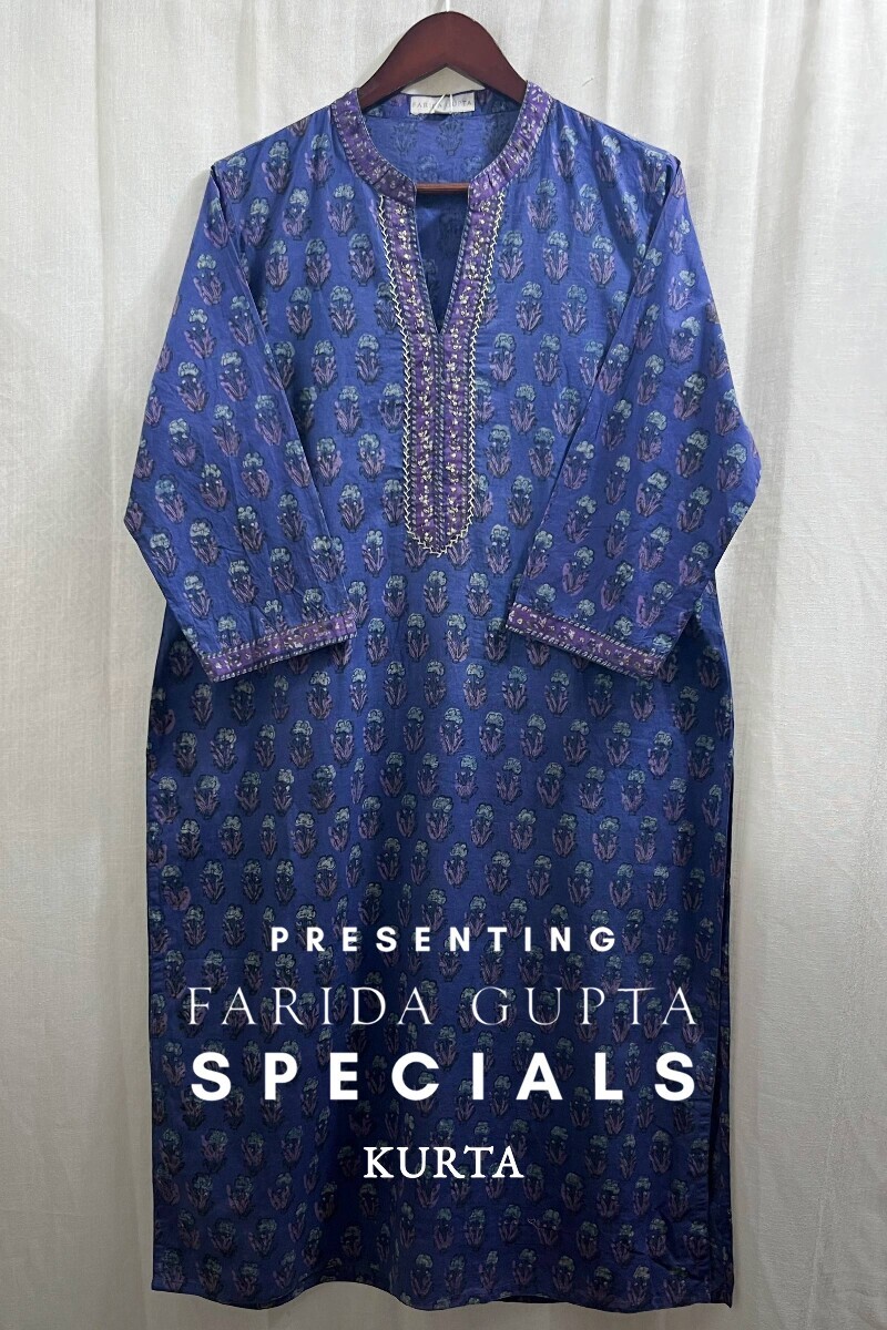 Akola Hand Block-Printed Straight Cotton Kurta
