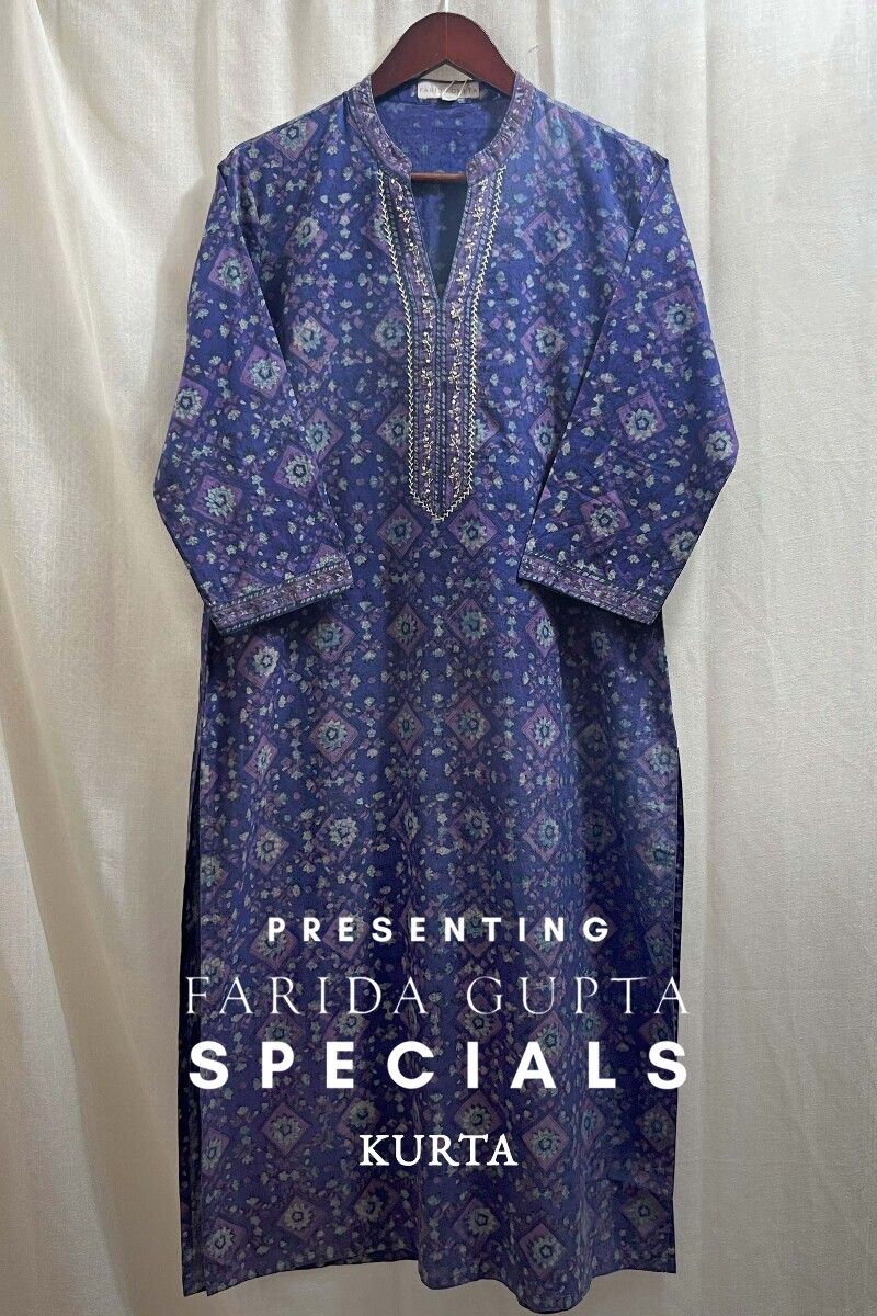 Akola Hand Block-Printed Straight Cotton Kurta
