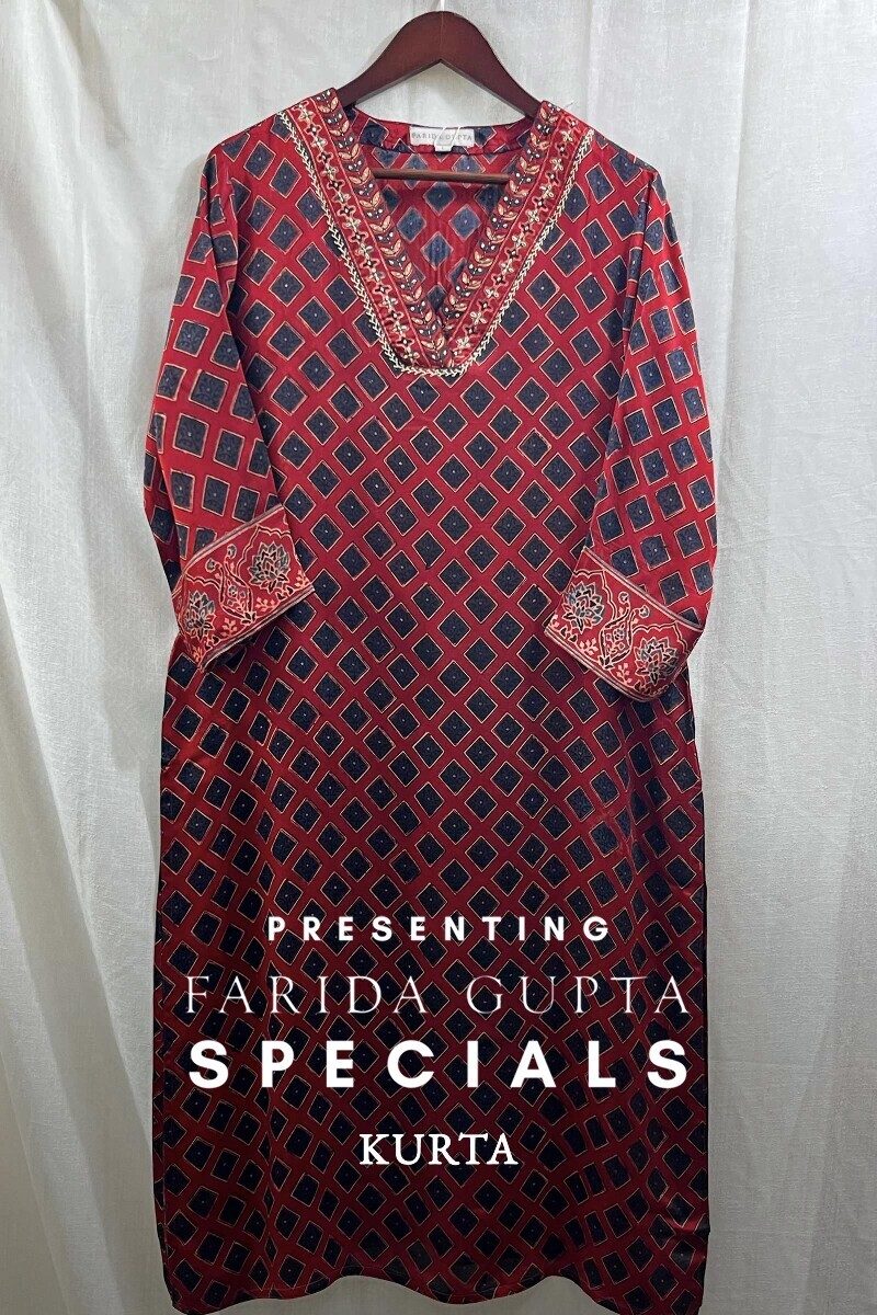 Ajrak Hand Block-Printed Straight Viscose Kurta