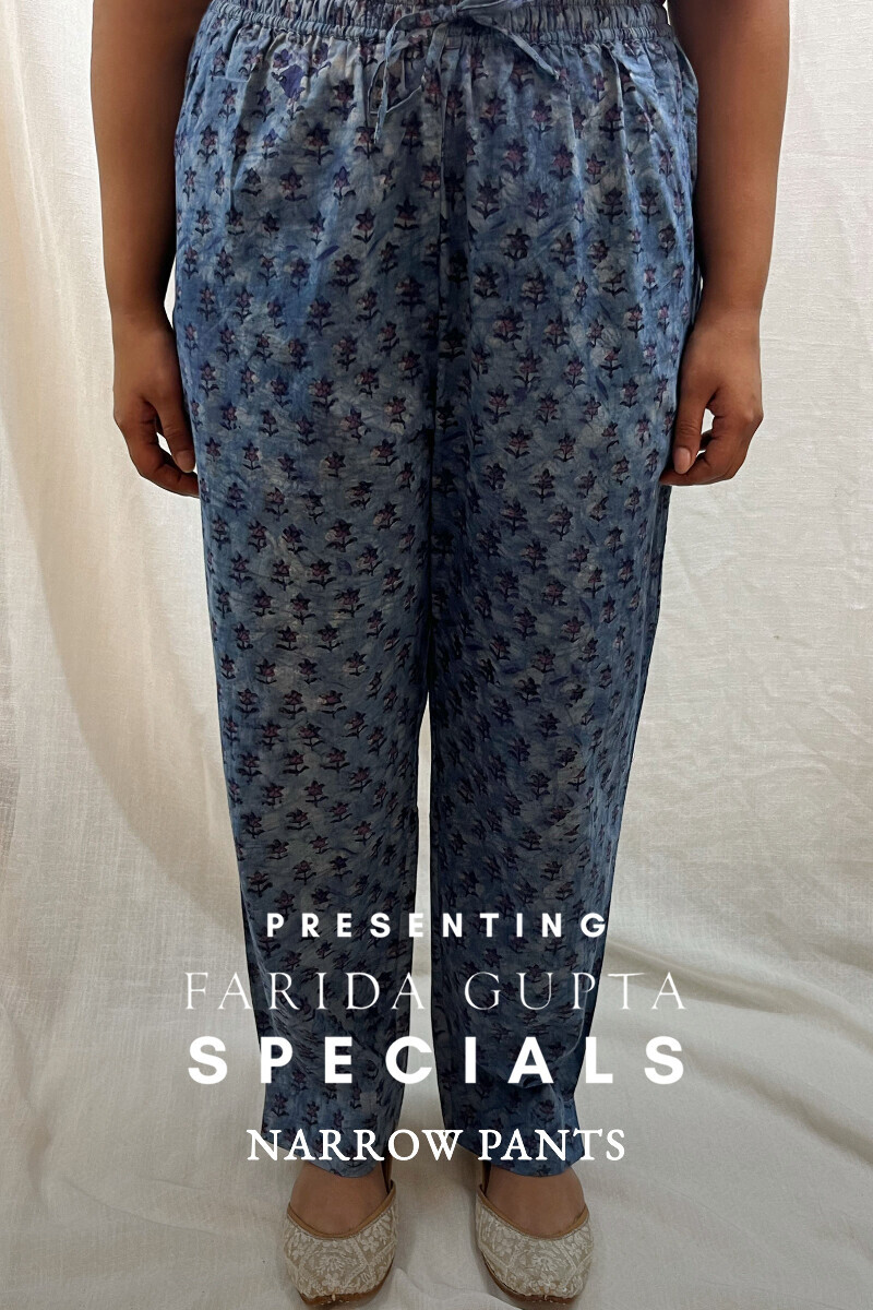 Akola Hand Block-Printed Cotton Narrow Pants