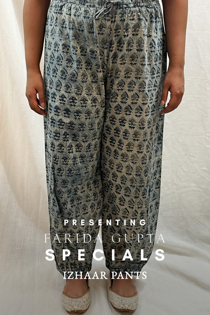 Akola Hand Block-Printed Cotton Izhaar Pants
