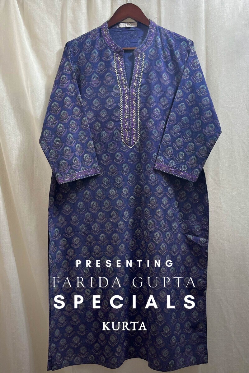Akola Hand Block-Printed Straight Cotton Kurta
