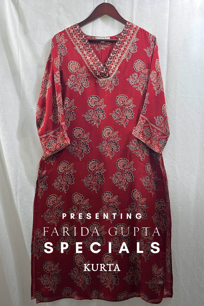Ajrak Hand Block-Printed Straight Viscose Kurta