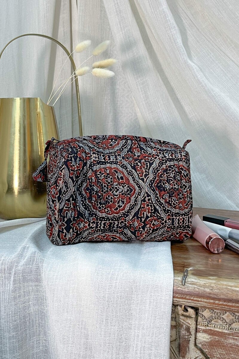 Ajrak Hand Block-Printed Cotton Vanity Pouch