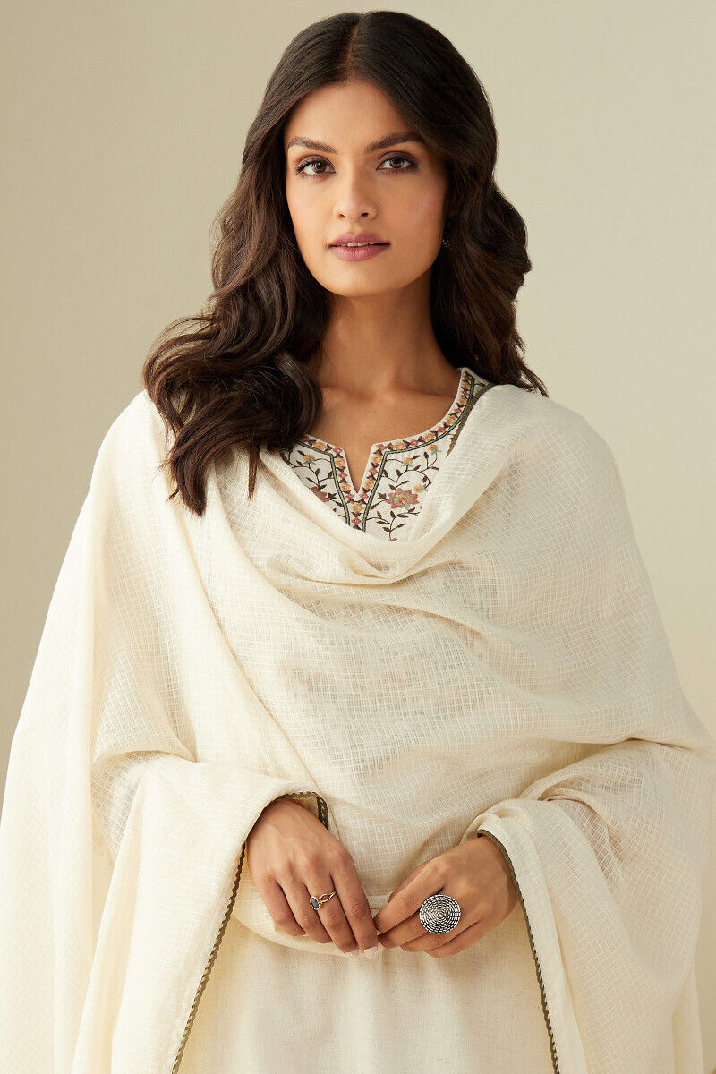 Off-White Handcrafted Kota Dupatta