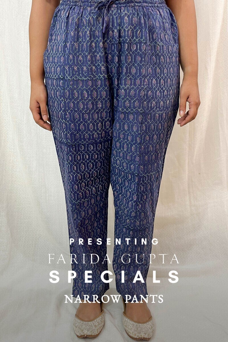 Akola Hand Block-Printed Cotton Narrow Pants