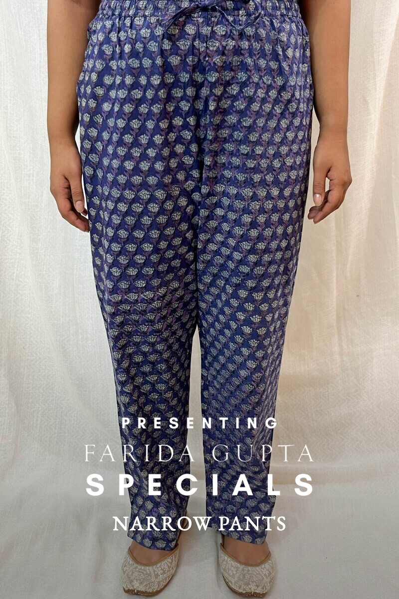 Akola Hand Block-Printed Cotton Narrow Pants