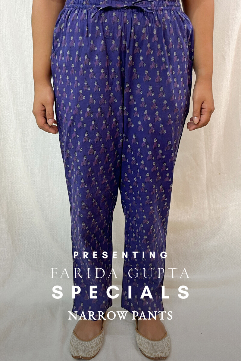 Akola Hand Block-Printed Cotton Narrow Pants