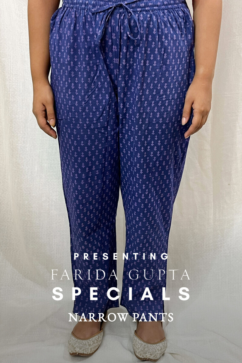 Akola Hand Block-Printed Cotton Narrow Pants