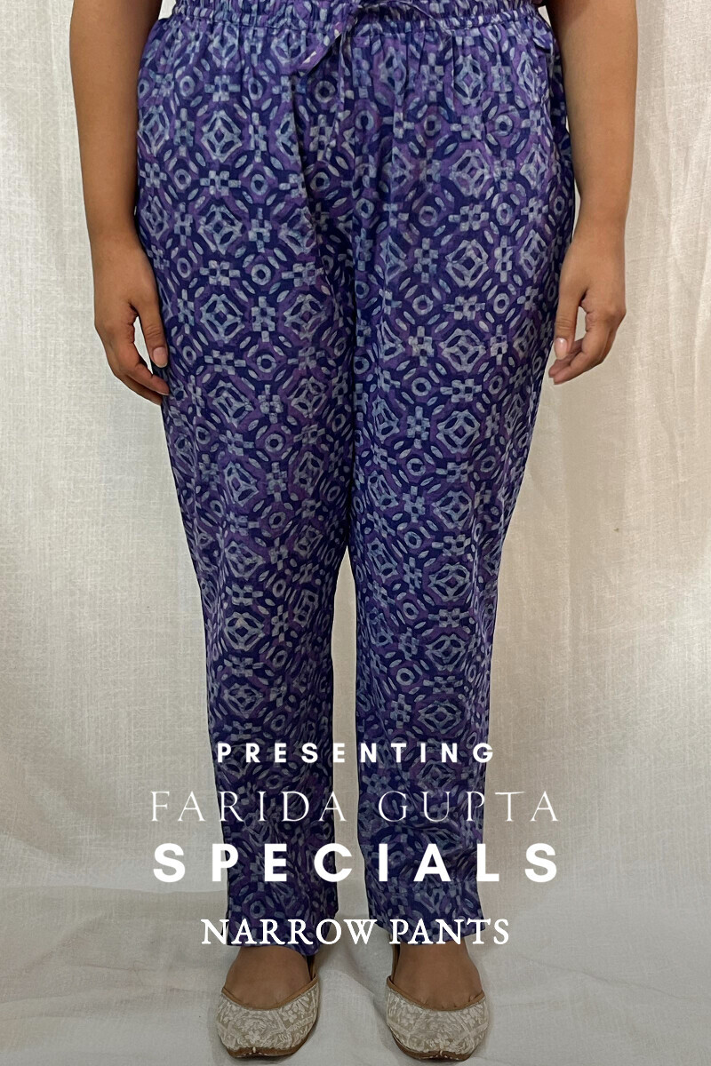 Akola Hand Block-Printed Cotton Narrow Pants