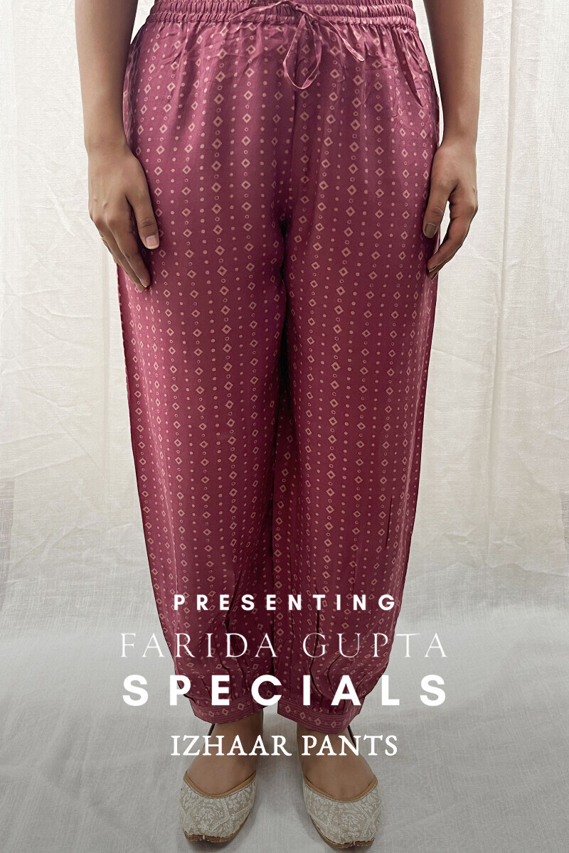 Pink Printed Viscose Izhaar Pants