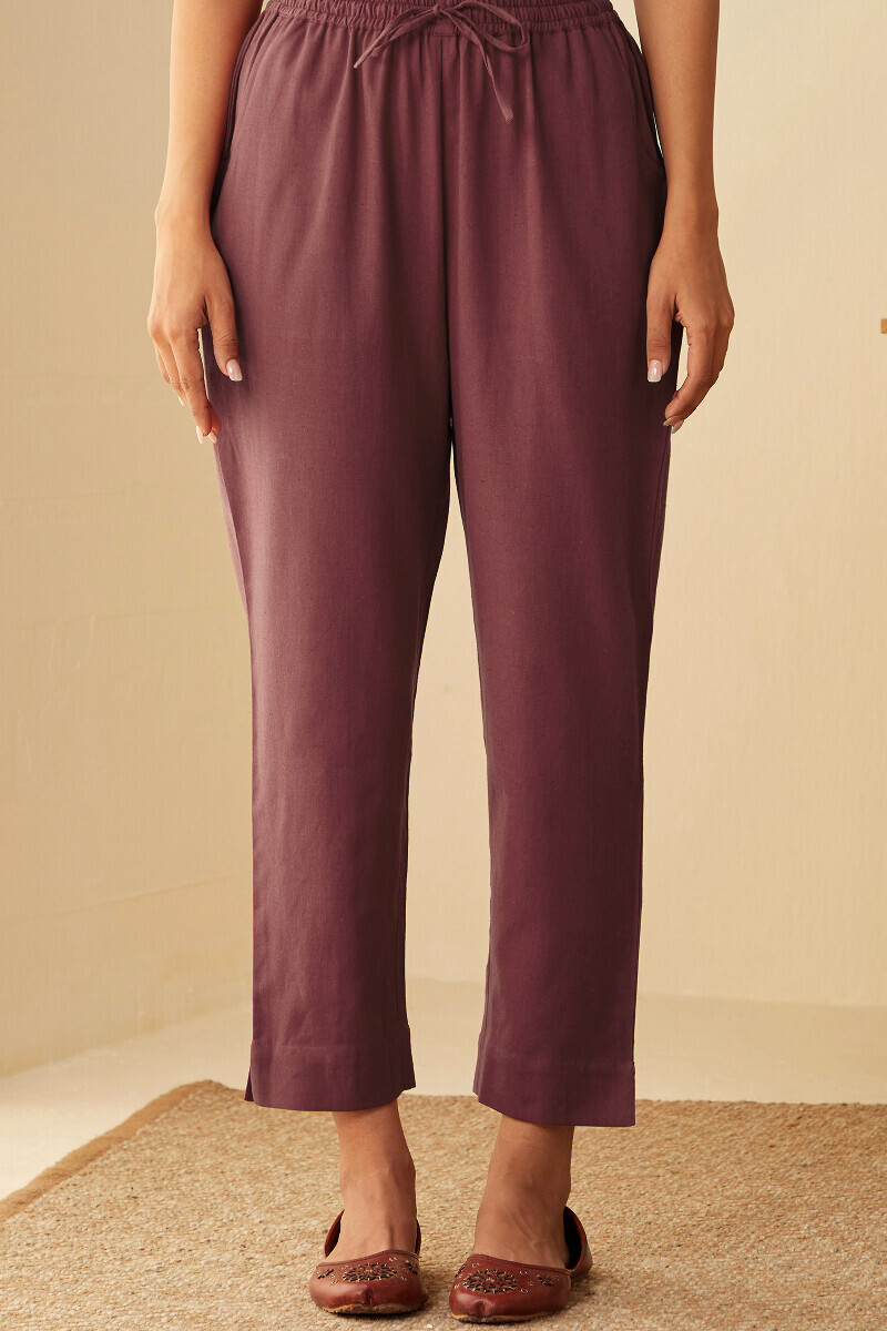 Ruby Pink Handcrafted Cotton Flax Narrow Pants