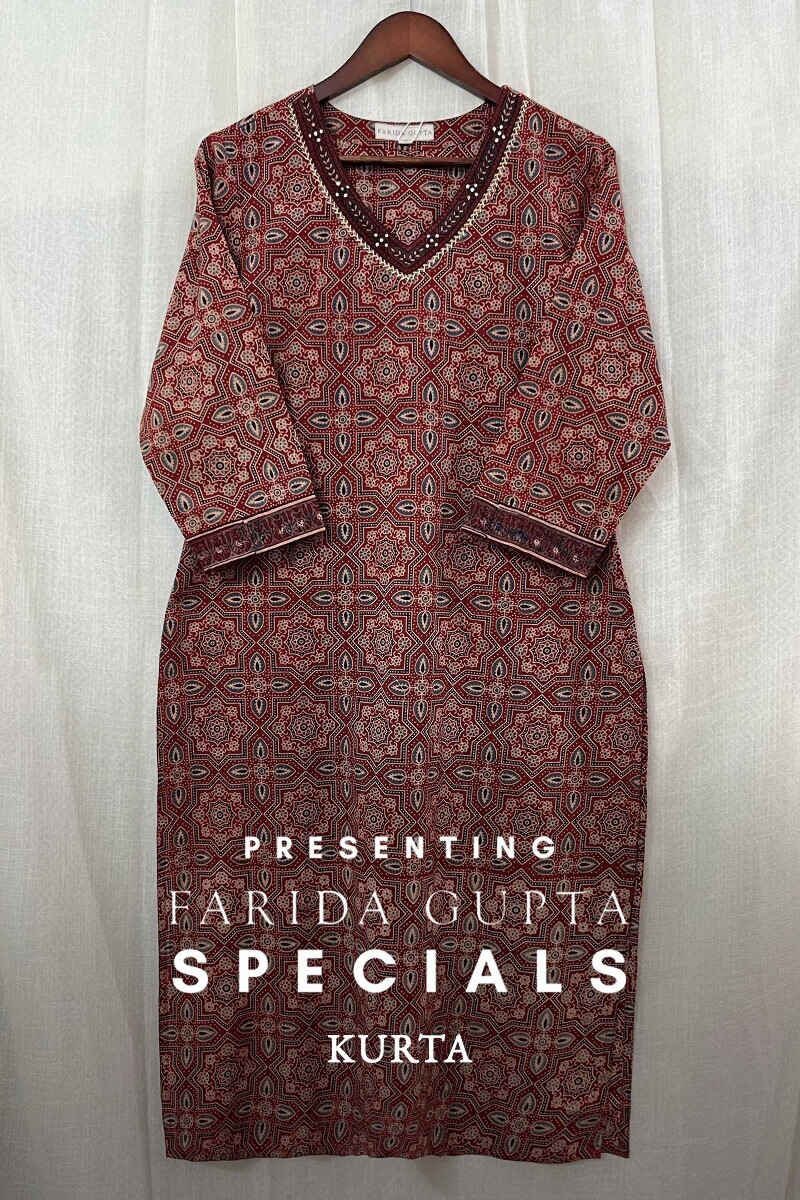 Ajrak Hand Block-Printed Straight Cotton Kurta