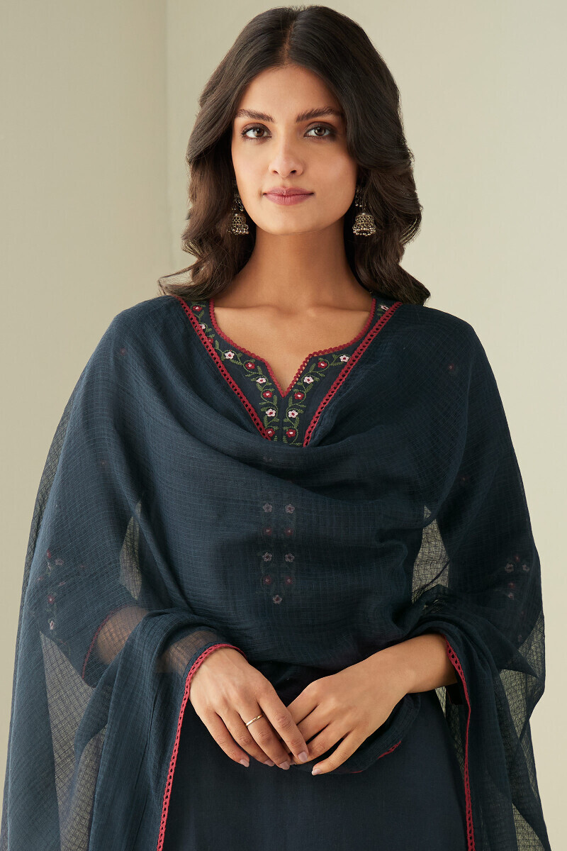 Blue Handcrafted Kota Dupatta