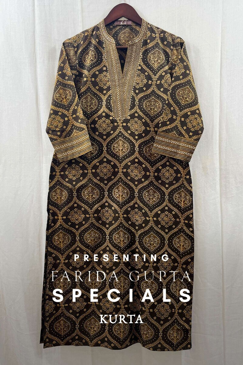 Ajrak Hand Block-Printed Straight Cotton Kurta