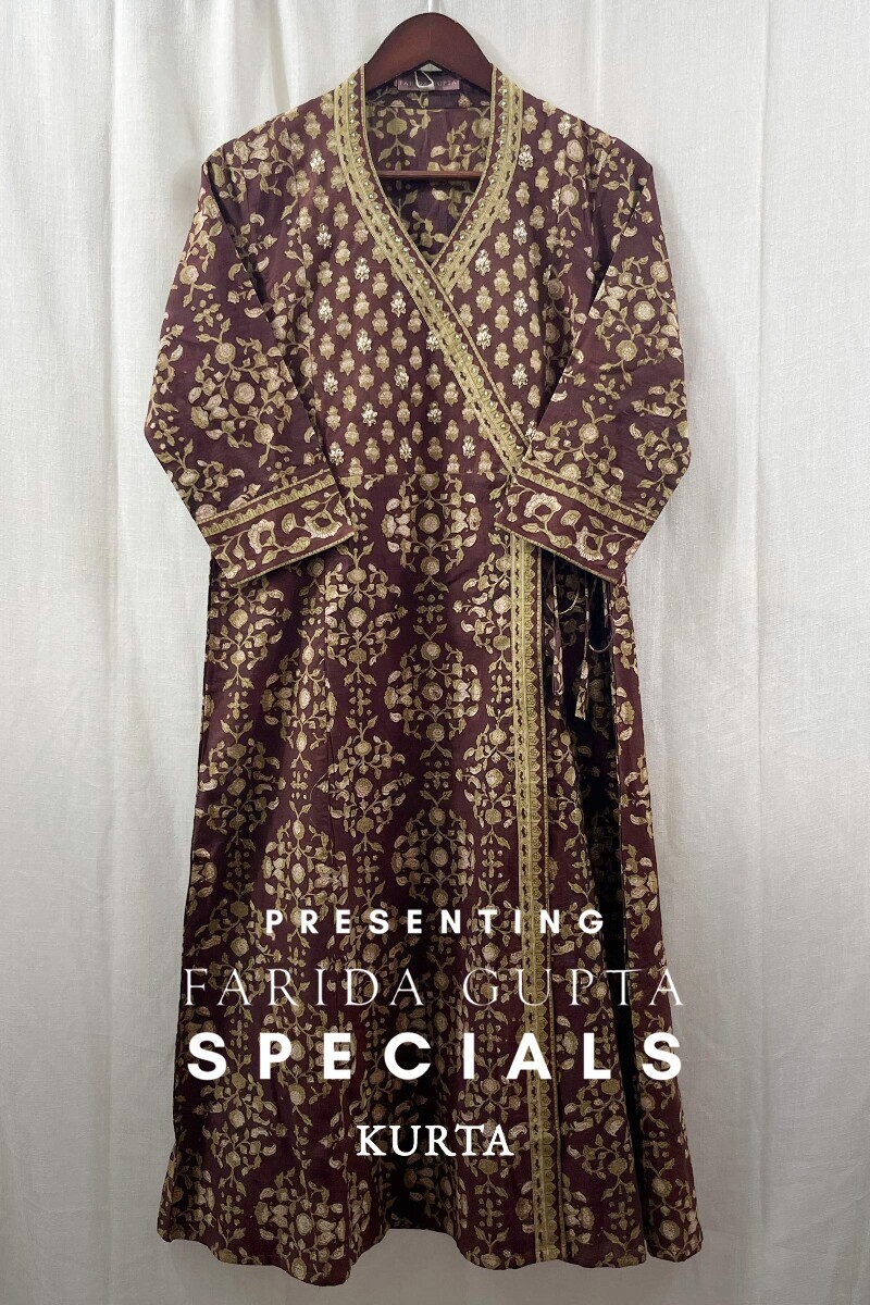 Bagru Hand Block-Printed Angrakha Cotton Kurta