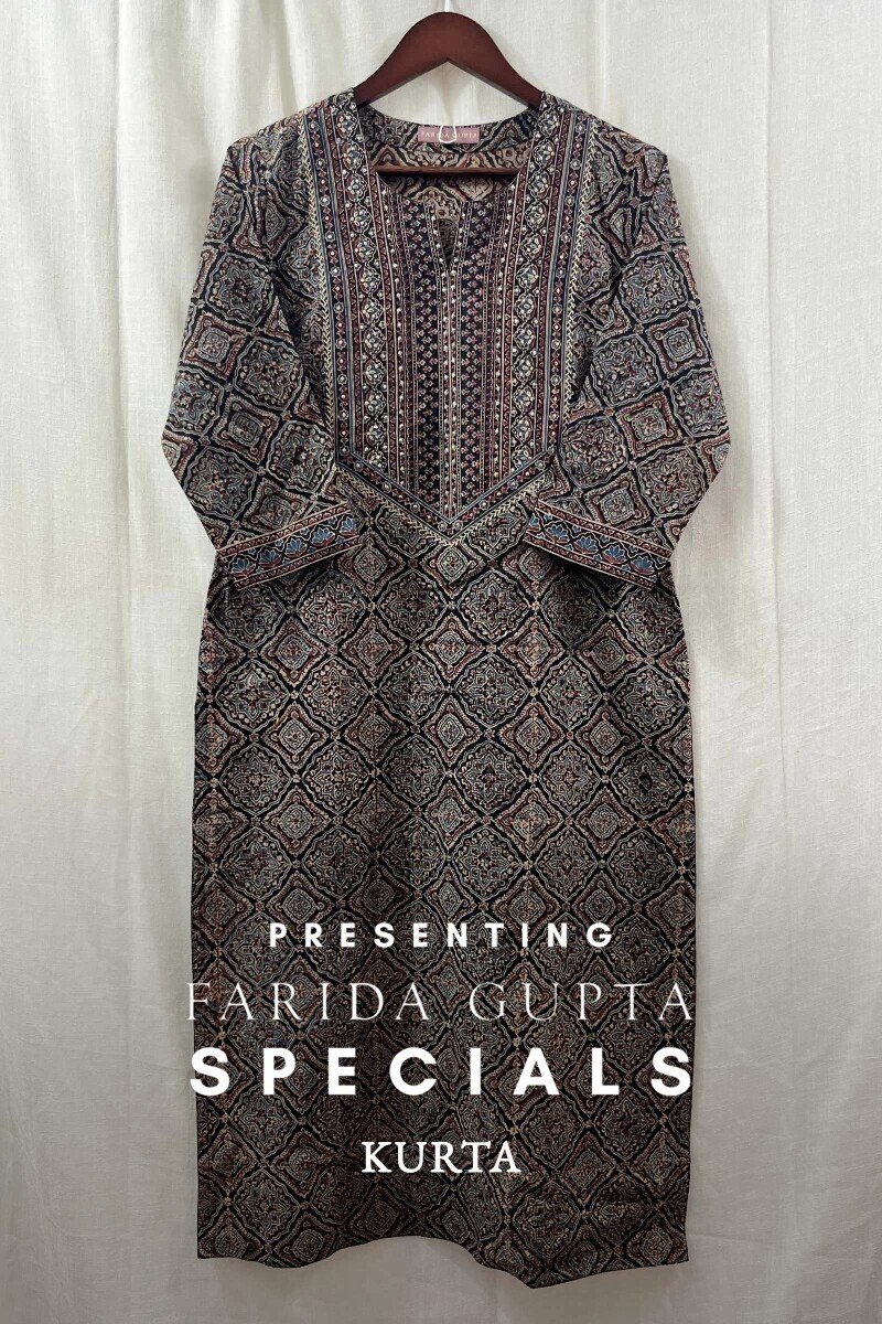 Ajrak Hand Block-Printed Straight Cotton Kurta