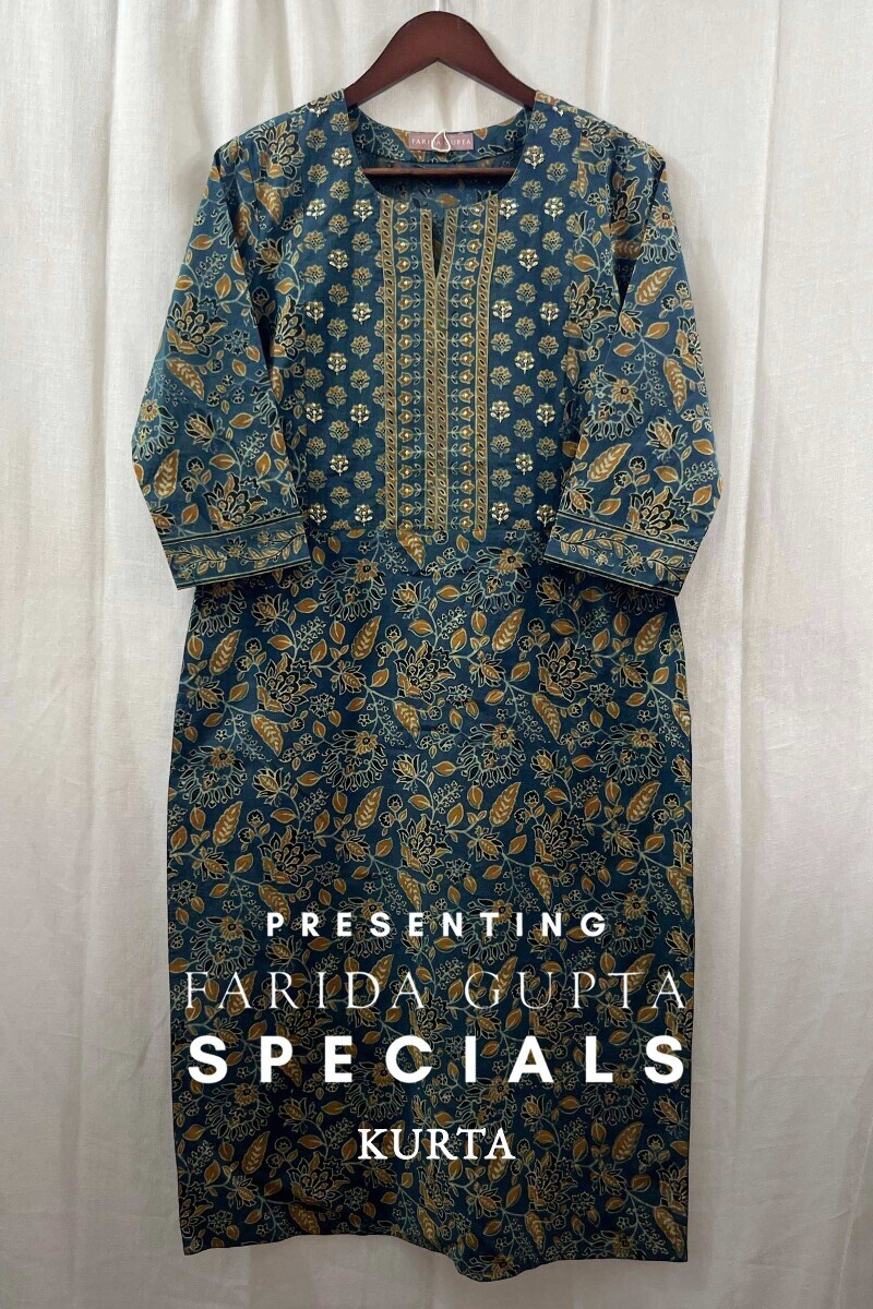 Ajrak Hand Block-Printed Straight Cotton Kurta