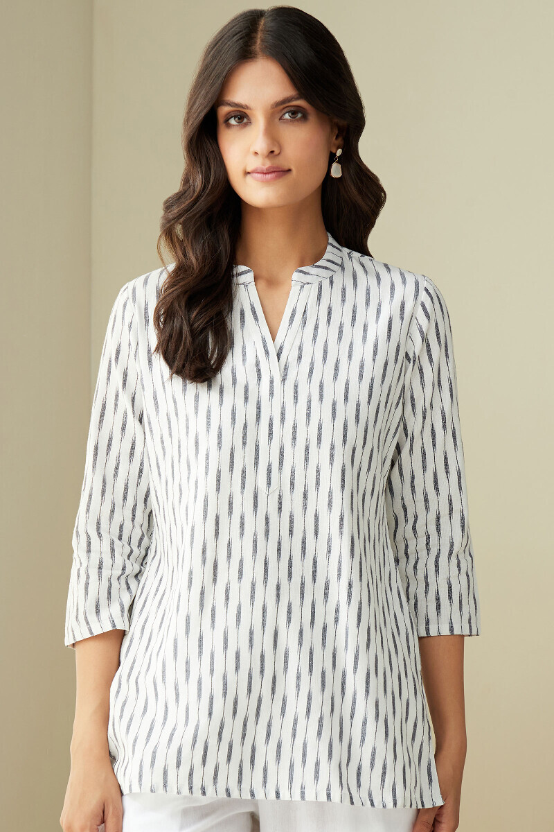 White Handcrafted Cotton Polyester Top