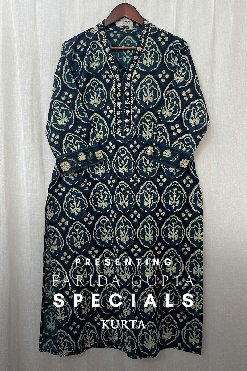 Ajrak Hand Block-Printed Straight Cotton Kurta
