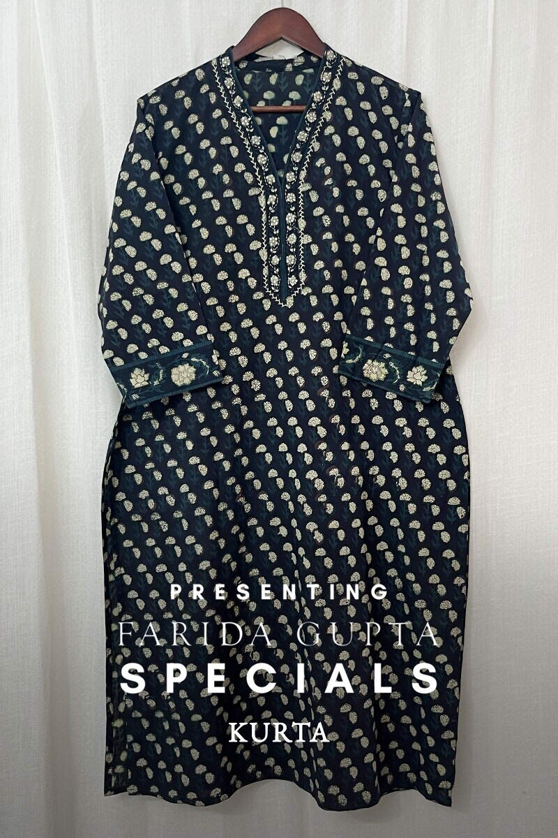 Akola Hand Block-Printed Straight Cotton Kurta
