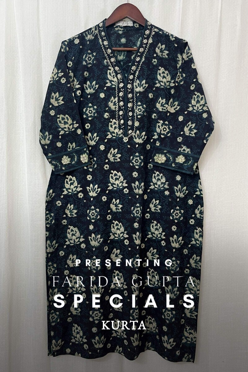Akola Hand Block-Printed Straight Cotton Kurta