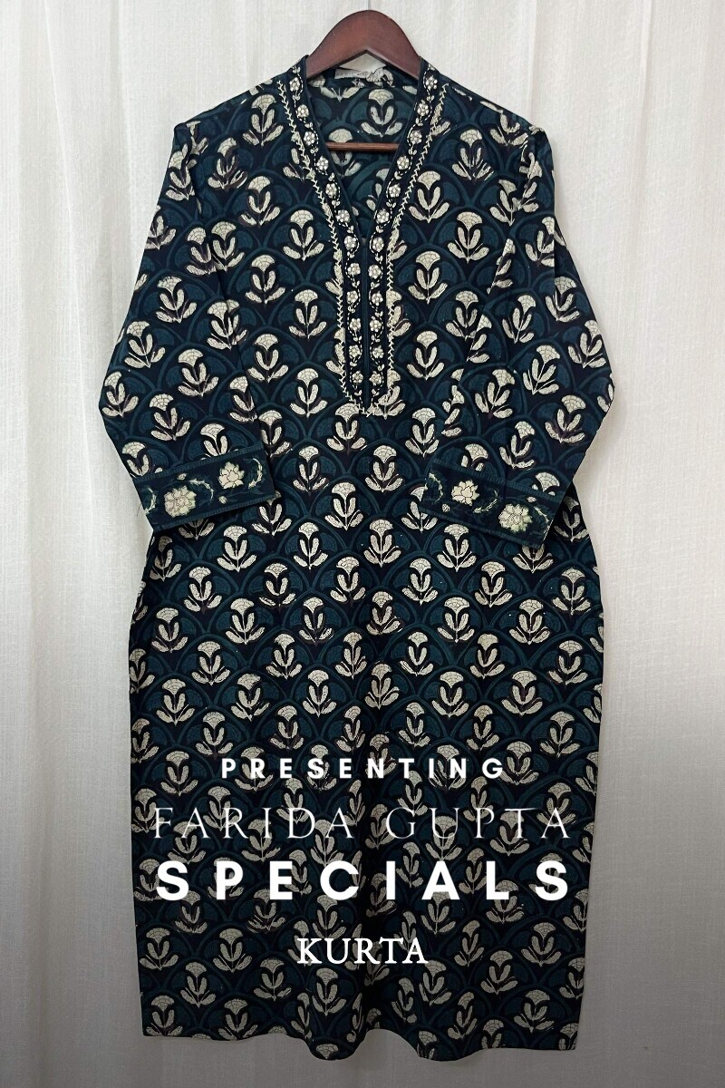 Akola Hand Block-Printed Straight Cotton Kurta