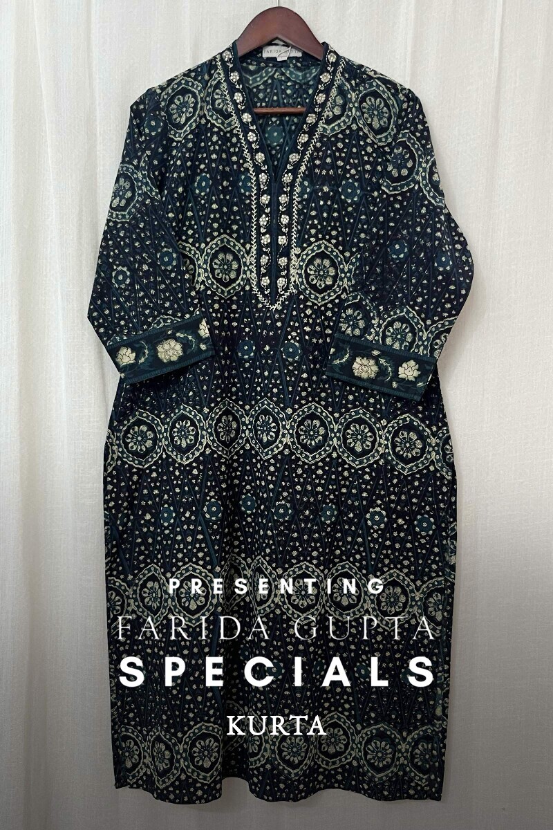 Akola Hand Block-Printed Straight Cotton Kurta