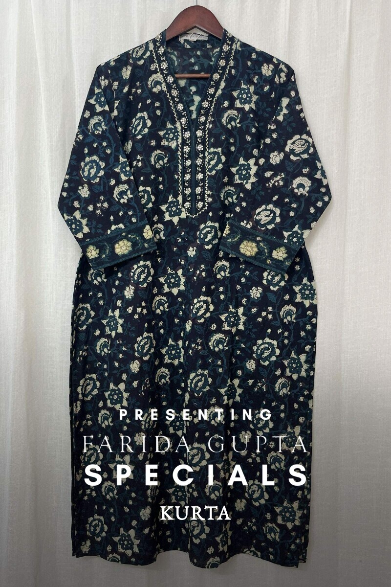 Akola Hand Block-Printed Straight Cotton Kurta