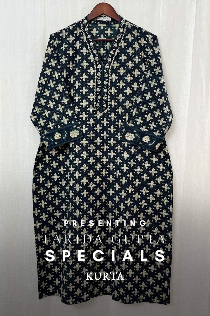 Akola Hand Block-Printed Straight Cotton Kurta