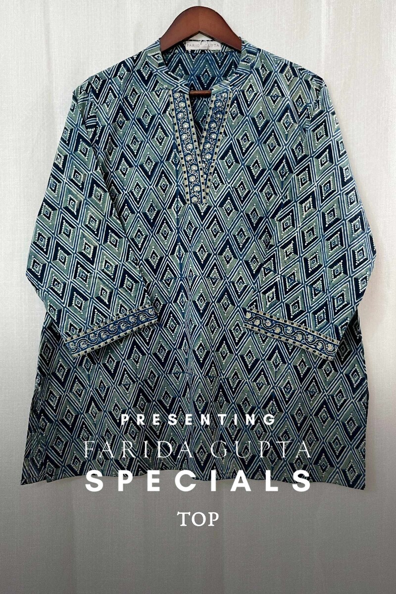 Ajrak Hand Block-Printed Cotton Top