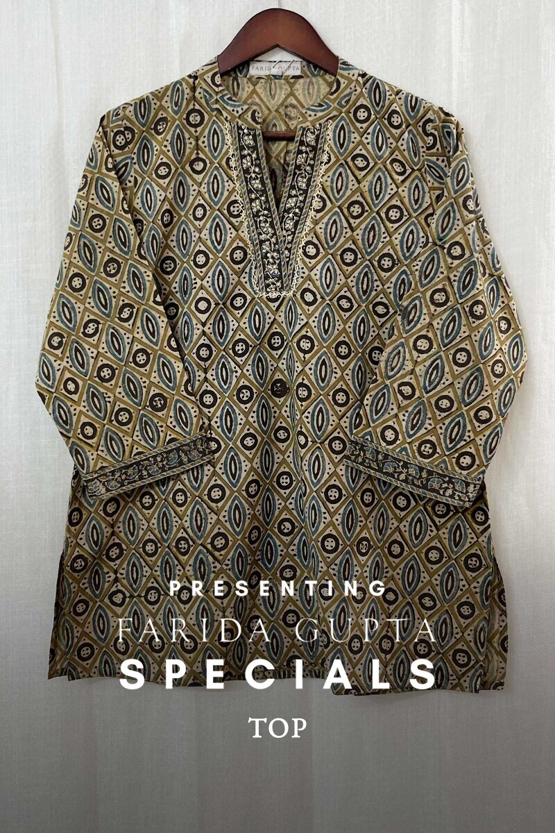 Ajrak Hand Block-Printed Cotton Top