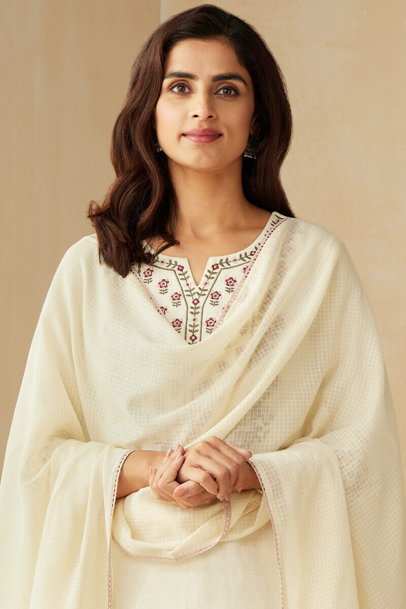 Off-White Handcrafted Kota Dupatta